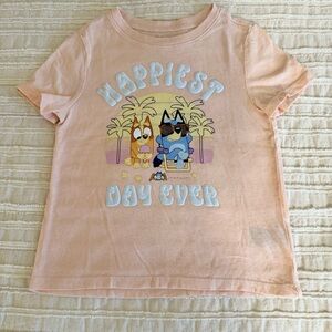 Old Navy Bluey “Happiest Day Ever” Graphic Short Sleeve Tee Size 5T Peach